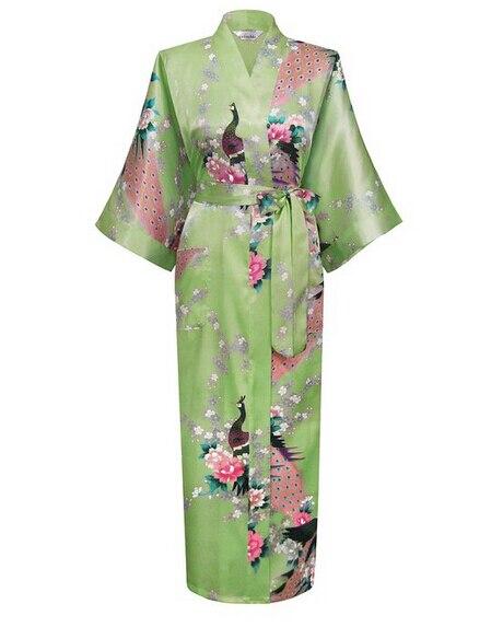 Blue Amazing Summer Spring Women Satin Bathrobe Sexy Lingerie Sleepwear Long Nightgown Robes Plus Size S-XXXL S02I