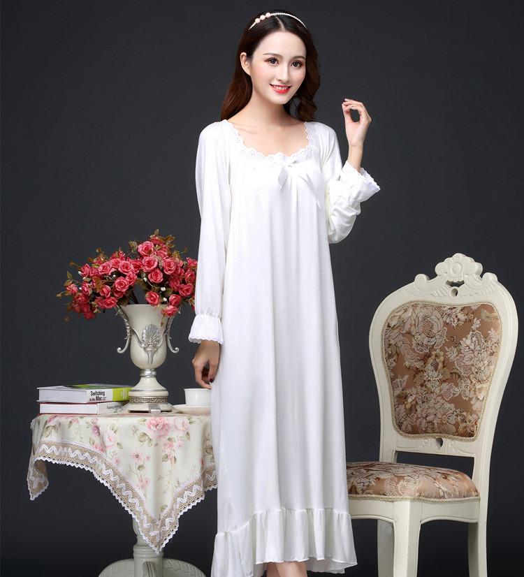 Spring women Modal cotton solid Nightgowns plus size M-2XL pink Sleepwear Pregnant woman autumn Long nightgowns Modal homewear