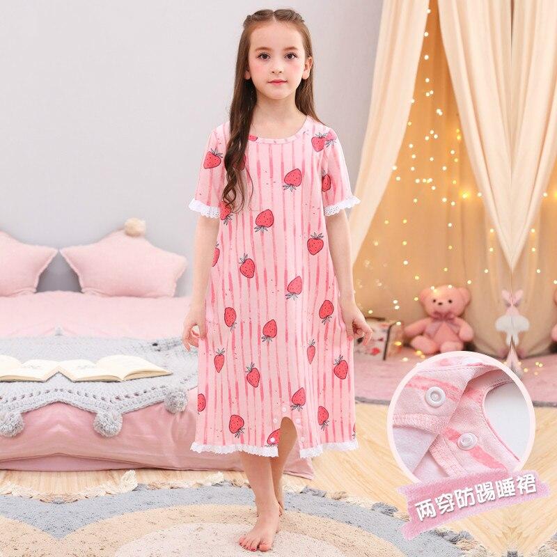 H5668 Girl Summer Nightgown Sleepwear Thin Cotton Princess Nightwear Home Clothes Women Comfortable Short Long Sleeves Homewear