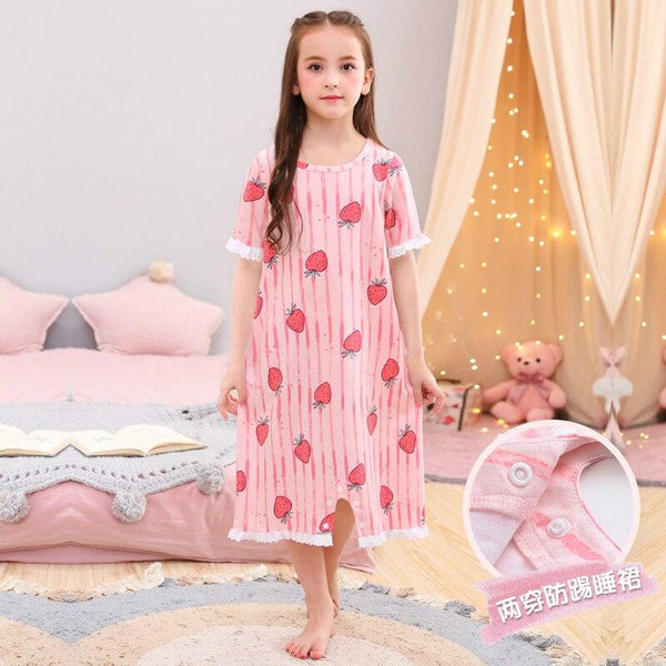 H5668 Girl Summer Nightgown Sleepwear Thin Cotton Princess Nightwear Home Clothes Women Comfortable Short Long Sleeves Homewear