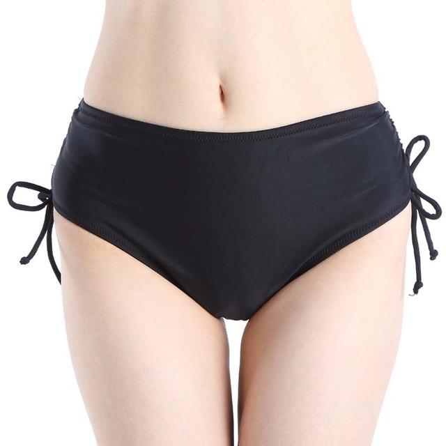 women's bikimi  swimsuit 2019 trending bottom swimwear adjustable side tie swimming trunks female shorts middle waist