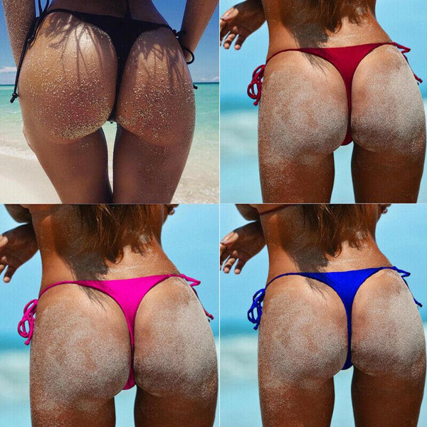 Sexy Women Beach Swimwear Brazilian Cheeky Bikini Bottom Side Tie Thong Swimsuit Fshion Summer Hot Solid Monokini Briefs