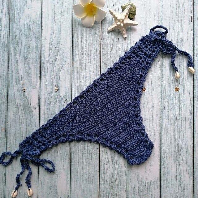Women Unique Sexy Handmade Crochet Swimwear Bikini Bottom Hollow-out Low Waist Bathing Suit Triangle Briefs Swim knicke