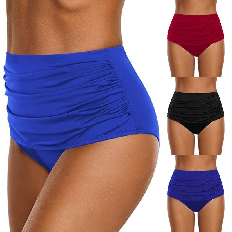 Women Swimming Trunks Bottom 2019 Sexy High Waist Summer Beach Shorts Quick Drying Swimwear Briefs Female Swim Pants Plus Size