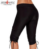 SEBOWEL Blue Side Drawstring Rash Guard Boardshort Women 2019 Summer Swimwear High Waist Swim Bottom Plus Size Bikini Bottom 3XL