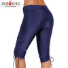 SEBOWEL Blue Side Drawstring Rash Guard Boardshort Women 2019 Summer Swimwear High Waist Swim Bottom Plus Size Bikini Bottom 3XL