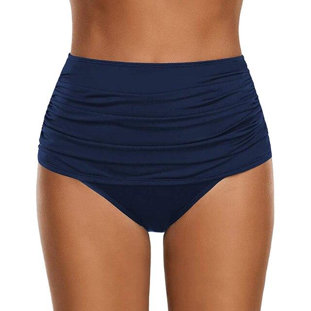 High Waisted Bikini Bottoms Swimwear Shorts Pleated White Bathing Suit Bottoms Tankini Women Swim skirt swimsuit Briefs panties