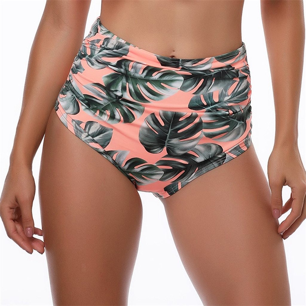 Hot Bikinis 2019 mujer Women Sexy Leaf Print High Waist Beach Bikini Bathing Swimwear Trunks Cover up Dropping Stroje kapielowe