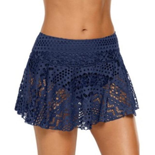Monokini Bathing Swim Beach Sexy Solid Lace Shorts Skirt Holiday Ladies Women Bikini Bottom Crochet  Out Swimwear Summer