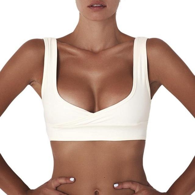 Women Sexy Swim Bra Push Up Swim Bra Solid Color Crossed Strap Backless Summer Beach Wear Ladies Swimwear Bikini Top