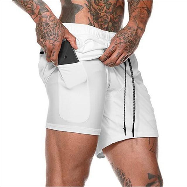 2019 Men 2 in 1 Beach Shorts Athletic Gym Sports Running Training Swimwear Quick Drying Workout Fitness Short Pant