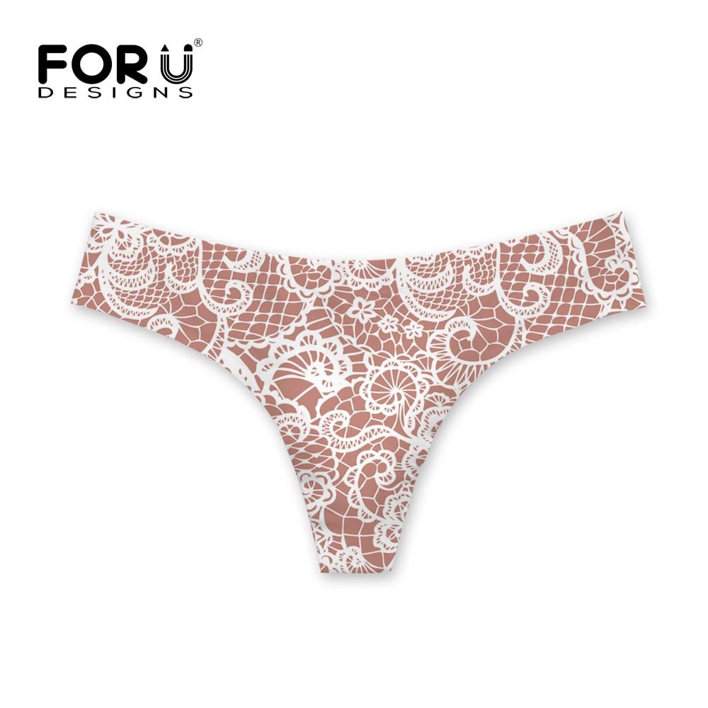 FORUDESIGNS Thong Swimsuit Female G-string Lace 3D Printing Women Bikinis Bottom Swimming Trunks Sexy Swimwear Shorts Women