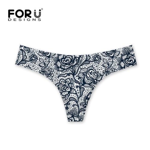 FORUDESIGNS Thong Swimsuit Female G-string Lace 3D Printing Women Bikinis Bottom Swimming Trunks Sexy Swimwear Shorts Women