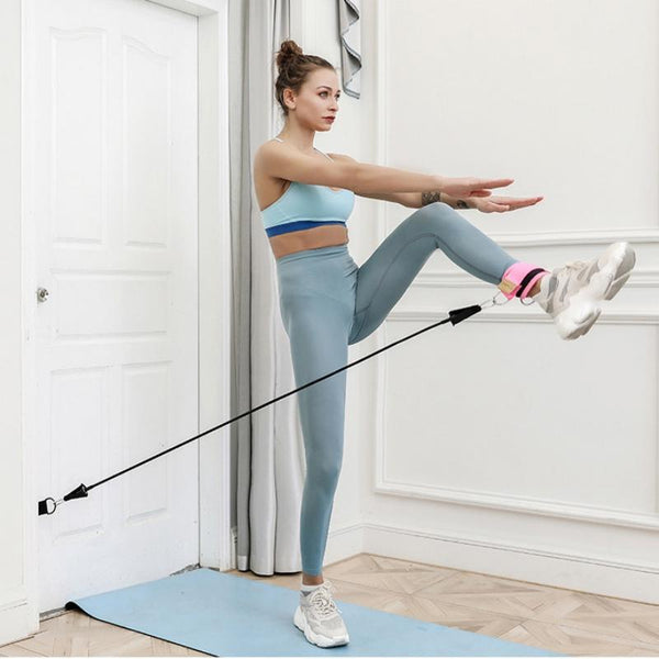 Door Pull Rope Exercise Elastic Band With Foot Ring Leggings Buckle Ankle Strap Yoga Sport Resistant Band Body Building Supplies