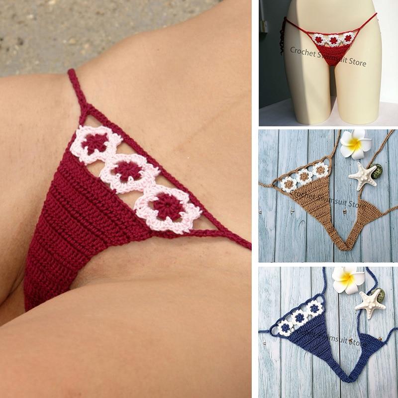 2019Super Mini Micro G-strings Thongs Hot Sexy Bikini Bottom Hot Women's Swimwear Crochet Cotton Brazilian Side String Tie Thong