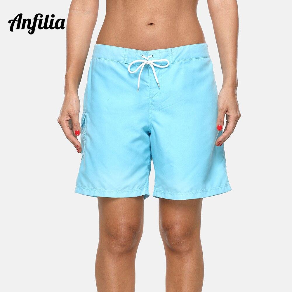 Anfilia Women's Beach Trunks Ladies Strappy Beach Bottom Boy Shorts Swimwear Pocket Briefs Swimming Bottom