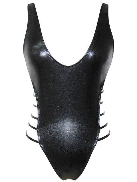 Topmelon 2019 Fashion Extreme Solid Color Golden&Black Thong Stripe One Piece Swimwear Explosive Sexy Bikini Swimwear