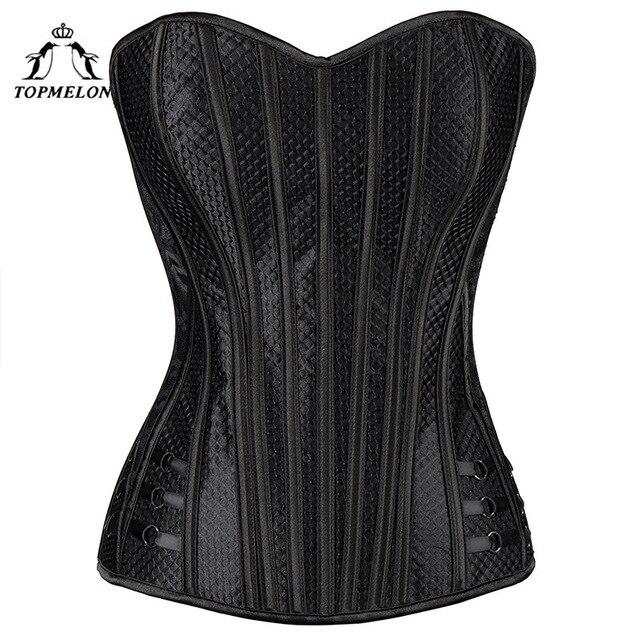 TOPMELON Punk Corset Striped Slimming Lace Up Corset Pink Red Black Sleeveless Overbust Bustier Fashion Design