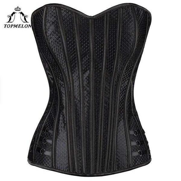 TOPMELON Punk Corset Striped Slimming Lace Up Corset Pink Red Black Sleeveless Overbust Bustier Fashion Design
