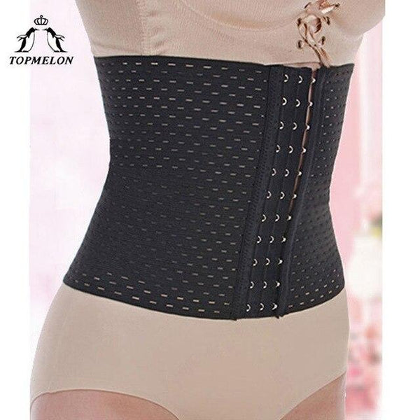 TOPMELON Belly Slimming Belt Hollow Out Waist Trainer Modeling Strap Body Shaper Shapewear Breathable Underbust Corset Plus Size