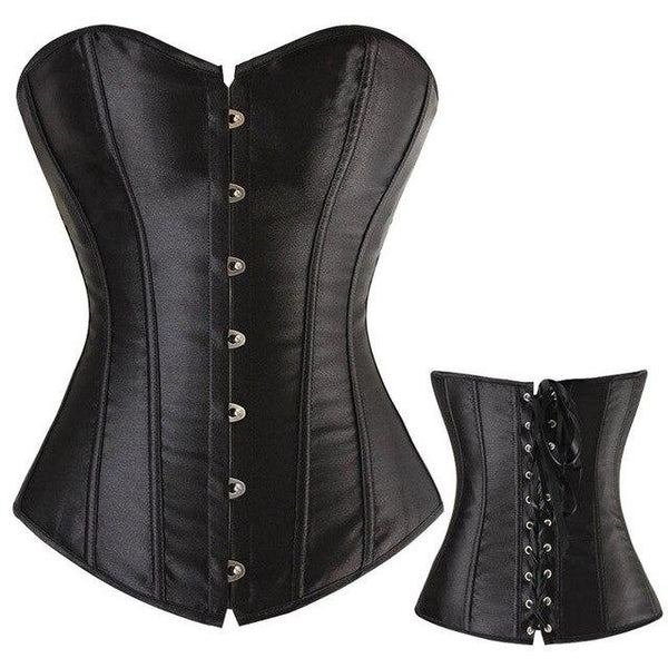 TOPMELON Corset Steampunk Waist Trainer Bustier Gothic Corselet Corset Women Silky Solid Party Shows Club Party Corset Tops