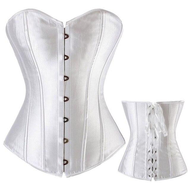 TOPMELON Corset Steampunk Waist Trainer Bustier Gothic Corselet Corset Women Silky Solid Party Shows Club Party Corset Tops
