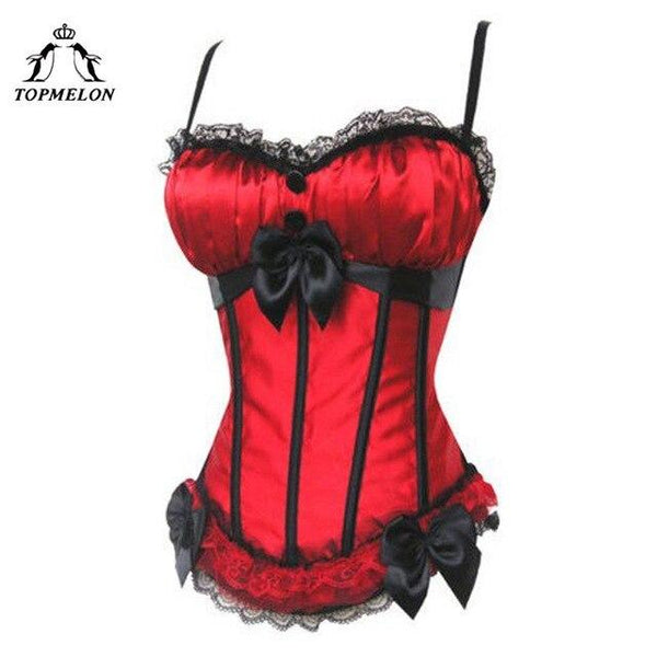 TOPMELON Corset Sexy Women Bustier Corselet Steampunk Gothic Corsets and Bustiers Bow Lace Up Party Club Corset Tops Vest 6XL