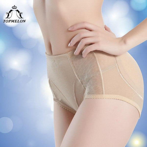 TOPMELON Butt Shapers Women Slim Waist Underwear Hip Pads Panties M-4XL Plus Size Black Beige Mesh Breathable Design