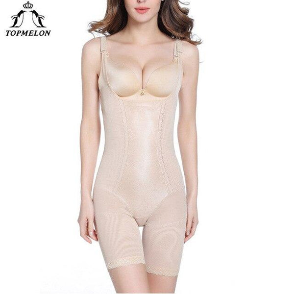 TOPMELON Mesh Floral Lace Edging Body Shaper Hip Butt Lifter Waist Trainer Firm Control Bodysuit Corset Bodysuit Slim Underwear