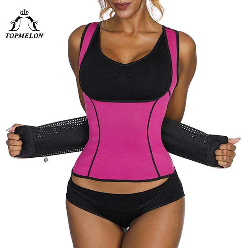 TOPMELON Sweat Waist Trainer Wome's Underbust Shaper Tops Slimming Corset Plus Size S-3XL Red Blue Purple Black Body Shapers
