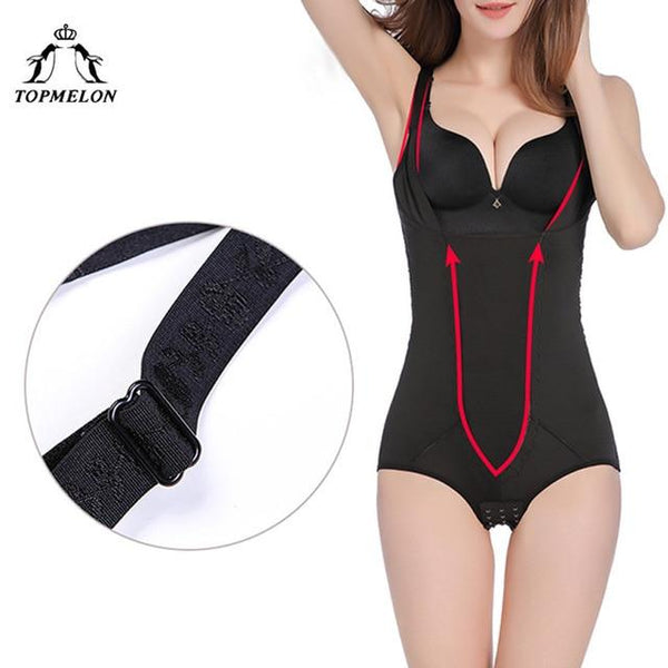 TOPMELON Bodysuit Shapewear Slimming Underwear Women Sexy Lingerie Body Shaper Hollow Out Thin Underbust Push Up Slim Shapers