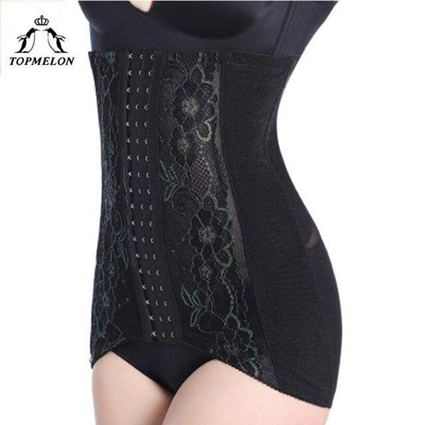 TOPMELON Modeling Strap Control Pants Underwear Women Waist Trainer Body Shaper High Waist Lace Floral  Belly Slimming Sheath