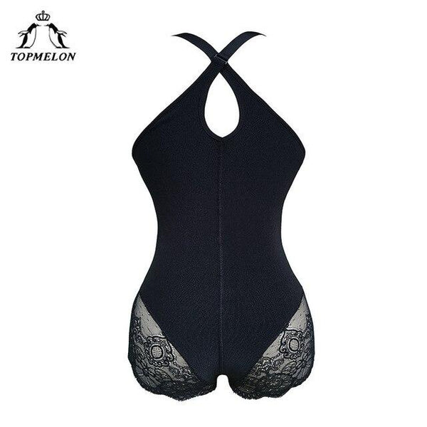 TOPMELON Women Sexy Body Shaper Plunge U Underwear Slimming Bodysuits Butt Lifter Zipper Waist Trainer Tummy Control Shapewear