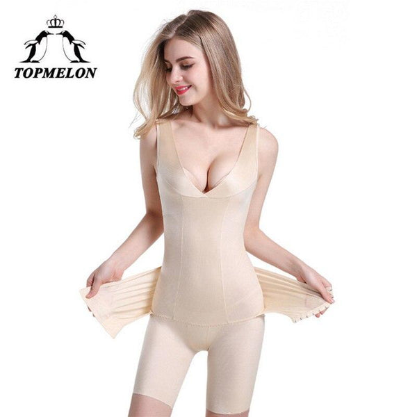 TOPMELON Body Shaper Seamless Underwear Waist Trainer Tummy Belly Control Bodysuits Hip Up Corset  Push Up Bodysuit Plus Size