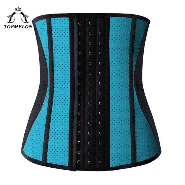 TOPMELON Latex Waist Trainer Modeling Strap Body Shaper Shapewear Slimming Belt Belly Slimming Sheath Blue Slim Underbust Corset