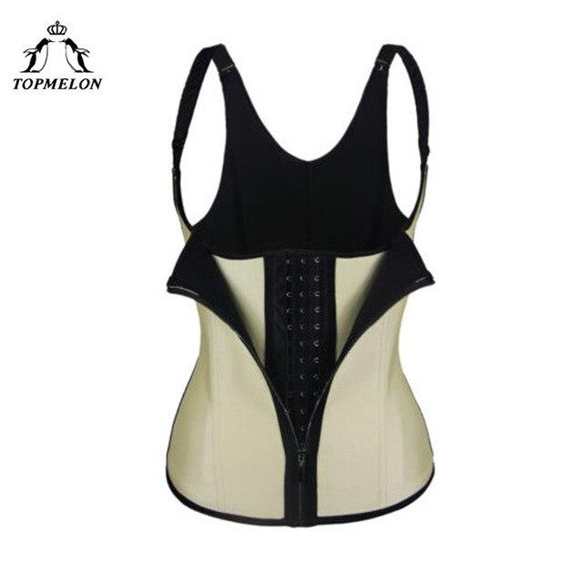 TOPMELON Latex Waist Trainer Body Shaper Shapewear Modeling Strap Slimming Belt Belly Slimming Sheath Zipper Work Out Corset