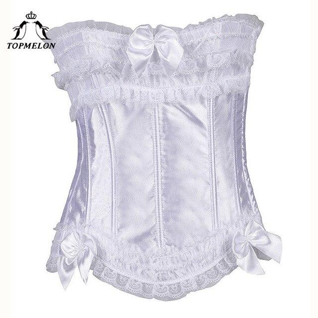 TOPMELON Sexy Corset Women Corset Steampunk Bustier Gothic Corselet Slimming Shapers Bow Solid Silky Wedding Shows Corset Tops