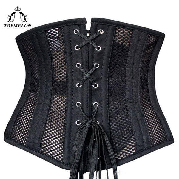TOPMELON Waist Trainer Slim Belt Modeling Strap Shapewear Body Shaper Belly Slimming Sheath24 Steel Boned Mesh Underbust Corset