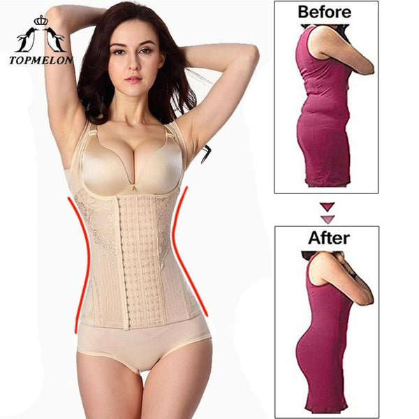 TOPMELON Shapewear Waist Trainer Modeling Strap Body Shaper Belly Slimming Sheath Belt Steel Boned Floral Underbust Corset 6XL