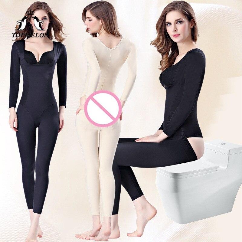 TOPMELON Body Shapewear Women Spandex Long Sleeve Womenâ€˜s Binders and Shapers Underbust Shapers Plus Size Slimming Underwear
