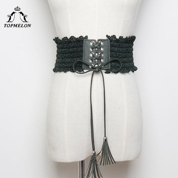 TOPMELON Modeling Strap Slimming Belt Waist Trainer Body Shaper Shapewear Belly Slimming Sheath Ruffles Lace Up Waist Shapers