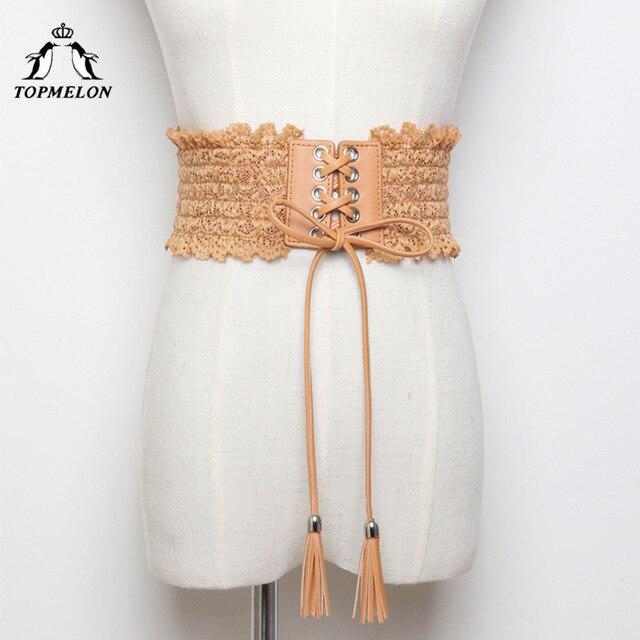 TOPMELON Modeling Strap Slimming Belt Waist Trainer Body Shaper Shapewear Belly Slimming Sheath Ruffles Lace Up Waist Shapers