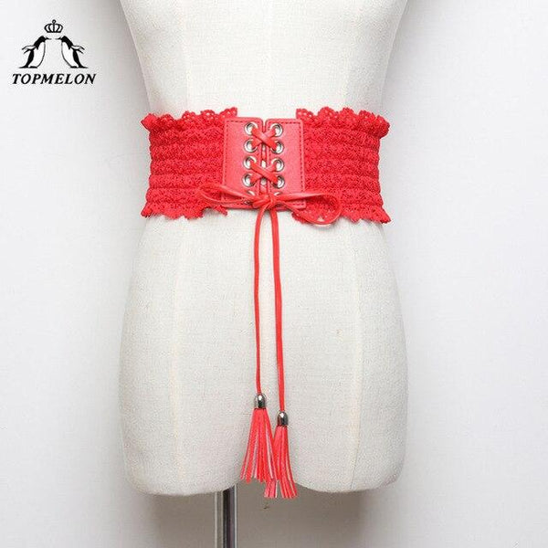 TOPMELON Modeling Strap Slimming Belt Waist Trainer Body Shaper Shapewear Belly Slimming Sheath Ruffles Lace Up Waist Shapers