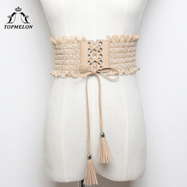 TOPMELON Modeling Strap Slimming Belt Waist Trainer Body Shaper Shapewear Belly Slimming Sheath Ruffles Lace Up Waist Shapers