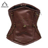 TOPMELON Underbust Corset Steampunk Bustier Gothic Corselet Corset Women Bustier Modeling Strap Brown Chains Rivet Corset Tops