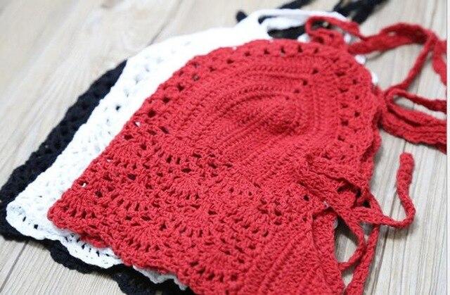 Wholesale Hand-Woven Women Swimwear Sexy Lady Beach Wear Summer Knitted Chest Wrap Handmade Crochet Halter Top