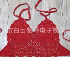 Wholesale Hand-Woven Women Swimwear Sexy Lady Beach Wear Summer Knitted Chest Wrap Handmade Crochet Halter Top
