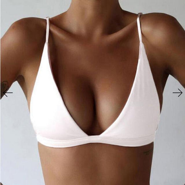 Vertvie Sexy Push Up Ultrathin Padded Bandage Bikini Top Women Cute Girl Set Swimwear Swimsuit Solid Beachwear Top