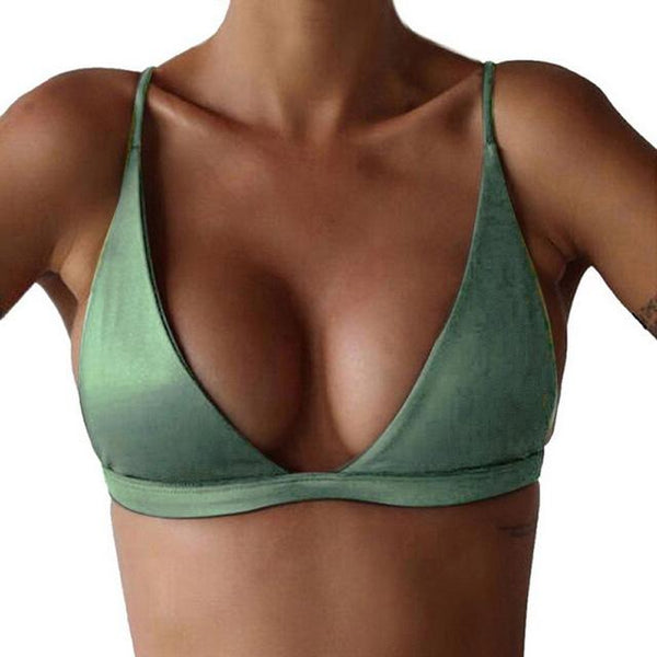 Vertvie Sexy Push Up Ultrathin Padded Bandage Bikini Top Women Cute Girl Set Swimwear Swimsuit Solid Beachwear Top