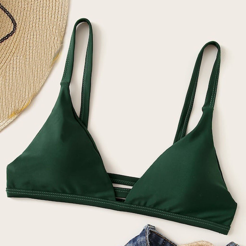 Sexy swimwear women Bikini Solid Color  Padded Swimwear Bathing Beachwear Swimming top trajes de banos mujer 2019 ÐºÑƒÐ¿Ð°Ð»ÑŒÐ½Ð¸Ðº#XB20